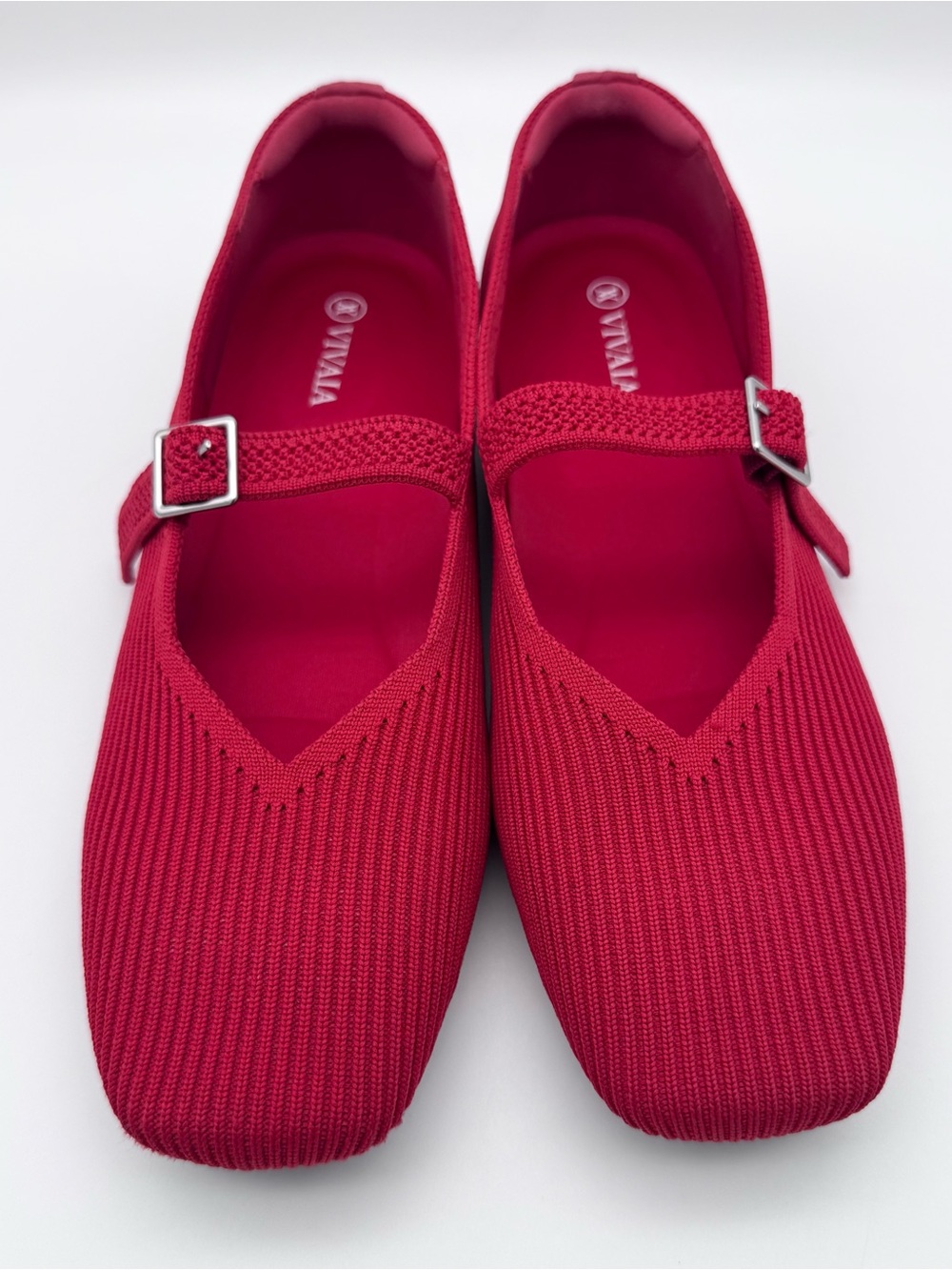VIVAIA Margot Mary Jane Flats Ruby Red Square Toe Women EU 40 US 8.5-9 VGUC - Picture 3 of 8